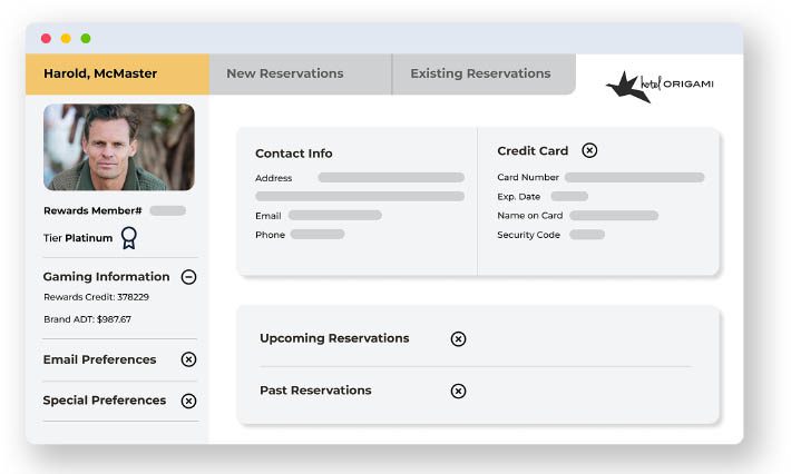Agent's view of the Call Center product with loyalty integrations
